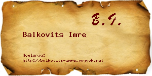 Balkovits Imre névjegykártya